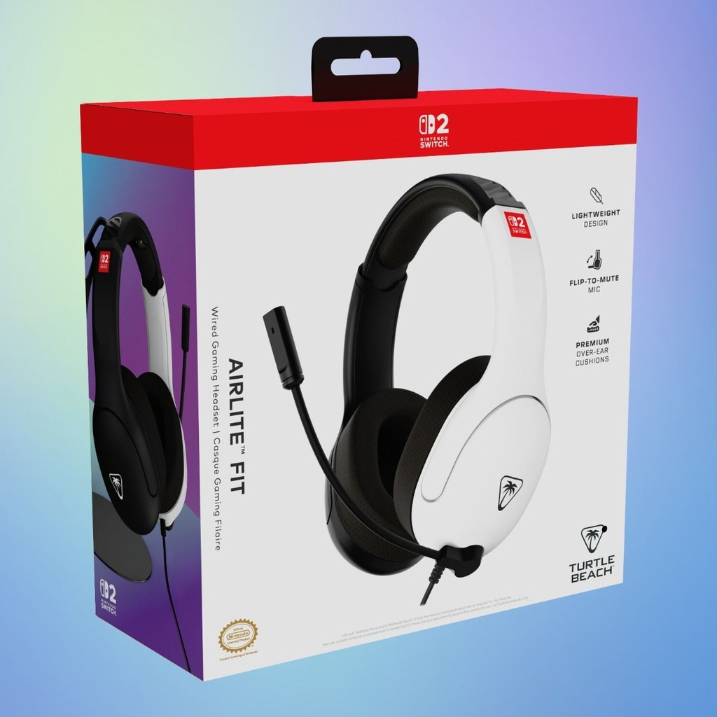 Turtle Beach Airlite Fit Wired Gaming Headset for Nintendo Switch 2 - Black & White