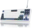 AULA F87 87 Keys Compact TKL Gasket Hot-Swappable Type-C Wired/Wireless Gaming Mechanical Keyboard LEOBOG Grey Wood V3 - Glacier Blue