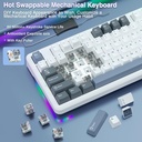 AULA F87 87 Keys Compact TKL Gasket Hot-Swappable Type-C Wired/Wireless Gaming Mechanical Keyboard LEOBOG Grey Wood V3 - Glacier Blue