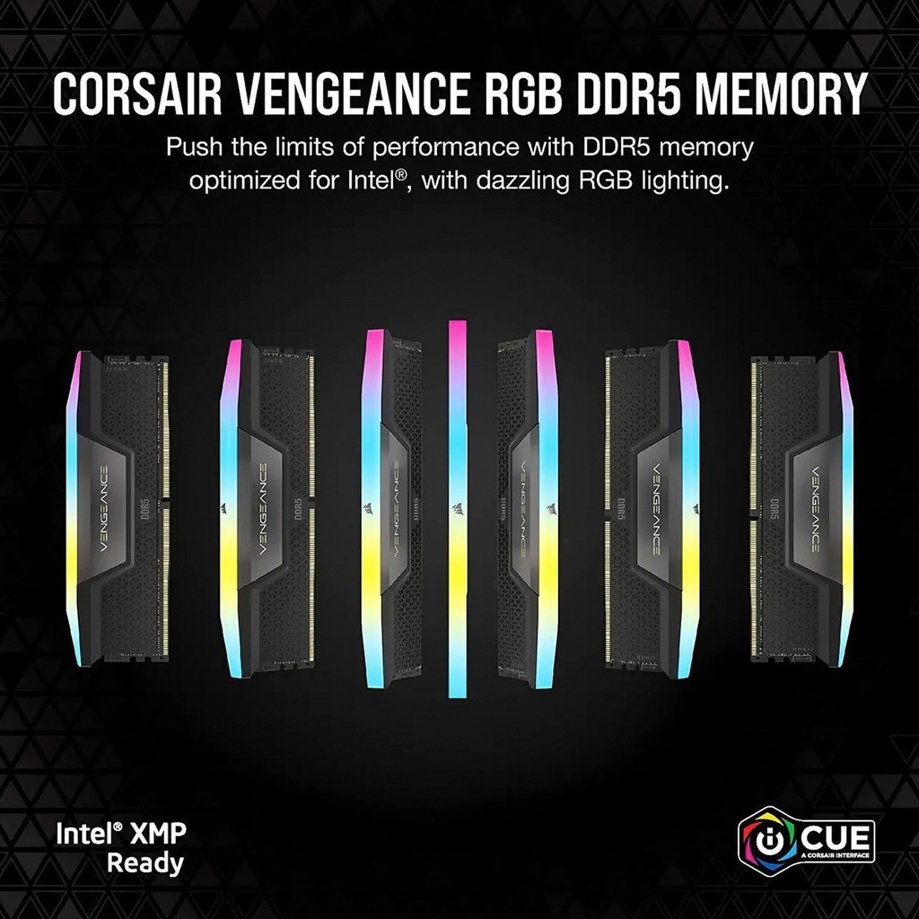 Corsair Vengeance RGB 32GB (2x16GB) DDR5 6000MHz C36 Memory Kit -Black