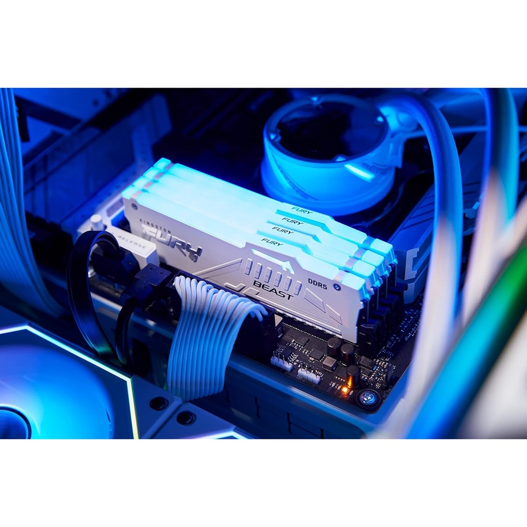 Kingston Fury Beast RGB 64GB (2x32GB) DDR5 6000MHz CL30 Memory Kit of 2 AMD Expo/Intel XMP, White | KF560C30BWAK2-64