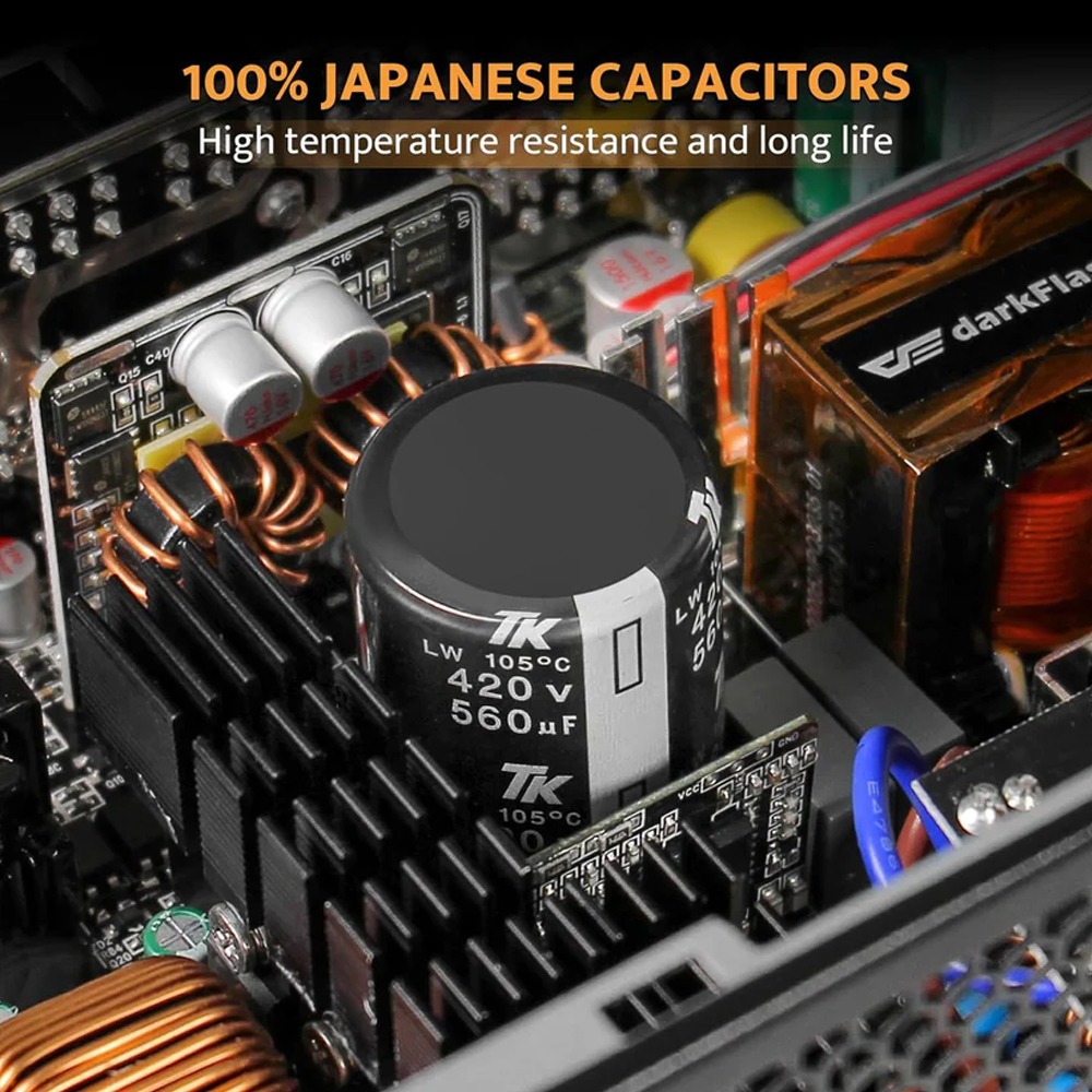 DarkFlash PMT1050 80 Plus Gold Fully Modular 1050W ATX 3.1 & PCIe 5.1 Power Supply - White