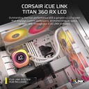 Corsair iCUE Link Titan 360 RX LCD RGB Extreme Performance 360mm Liquid CPU Cooler - White