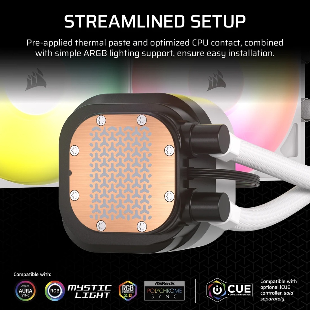 Corsair Nautilus 240 RS ARGB Performance 240mm Liquid CPU Cooler - White