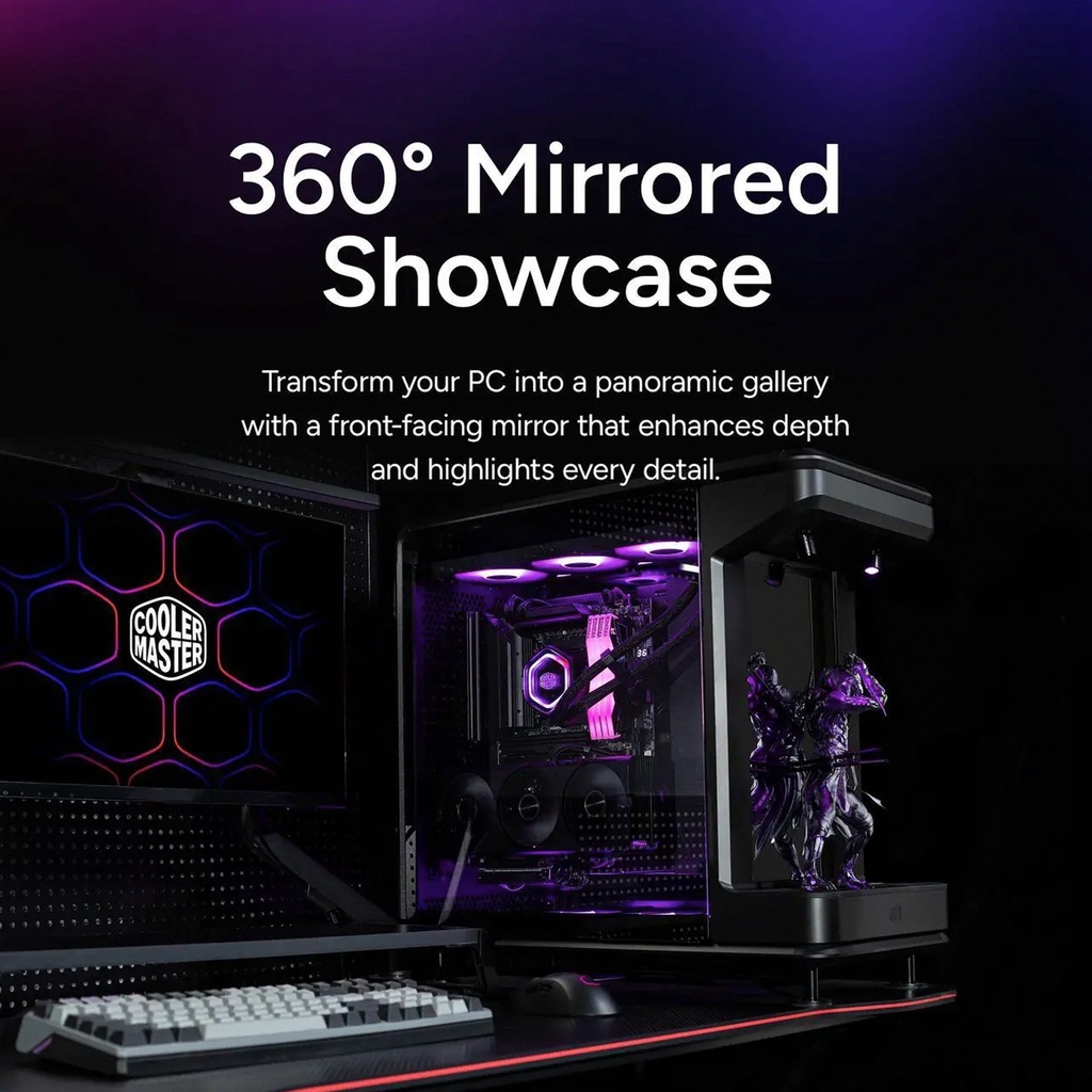 Cooler Master MasterFrame 360 Stage Mirror ATX Mid-Tower Right & Left Panel Tempered Glass Case -Black