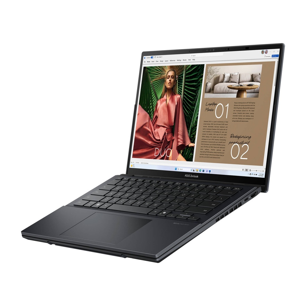 Asus Zenbook Duo UX8406CA-PZ005W Laptop, Intel Core Ultra 9 285H Processor, 32GB RAM, 2TB SSD NVMe, Intel Arc Graphics, 14.0" 3K OLED 120Hz Touch Screen, Windows 11 Home, Inkwell Gray | 90NB14X1-M003F0
