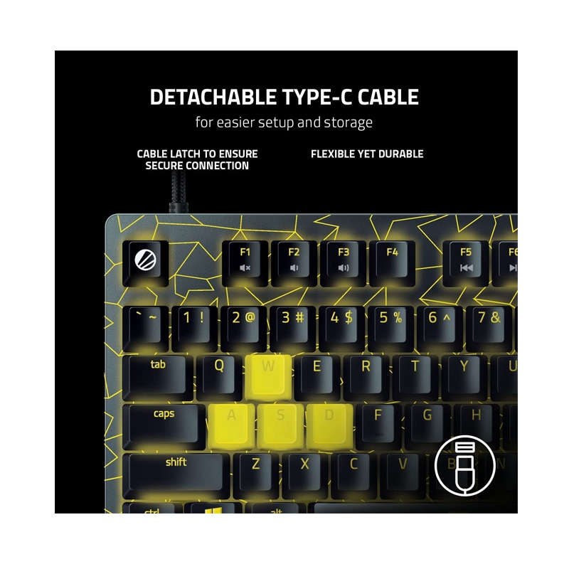 Razer Huntsman V2 TKL Gaming Keyboard: Fast Linear Optical Switches Gen2, Sound Dampeners, 8000Hz Polling Rate, Detachable Type-C Cable, UV-Coated Keycaps, Wrist Rest - ESL Edition