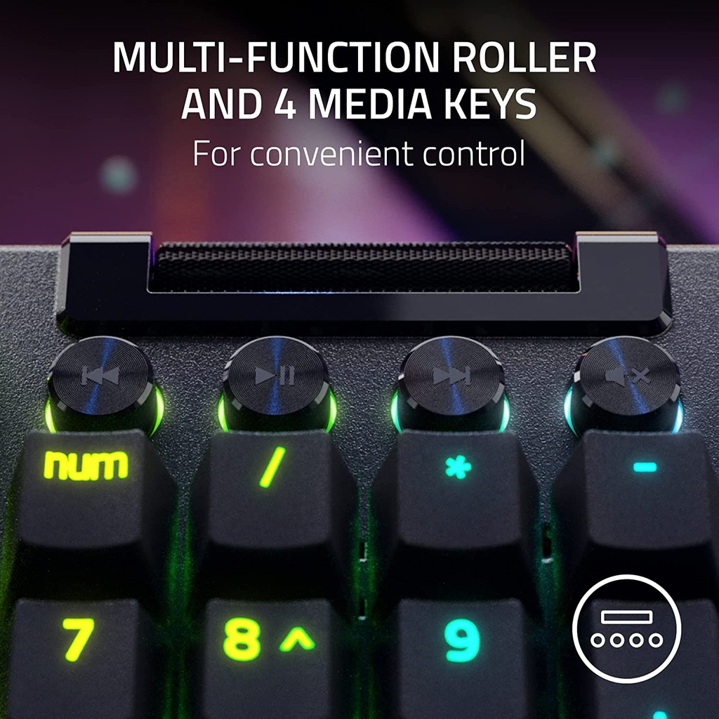 Razer BlackWidow V4 Pro Wired Mechanical Gaming Keyboard: Yellow Mechanical Switches, Linear & Silent, Doubleshot ABS Keycaps, Command Dial, Programmable Macros - Chroma RGB - Black
