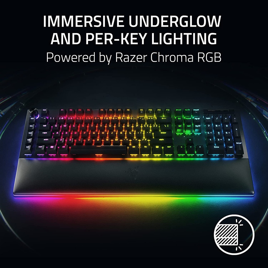 Razer BlackWidow V4 Pro Wired Mechanical Gaming Keyboard: Yellow Mechanical Switches, Linear & Silent, Doubleshot ABS Keycaps, Command Dial, Programmable Macros - Chroma RGB - Black