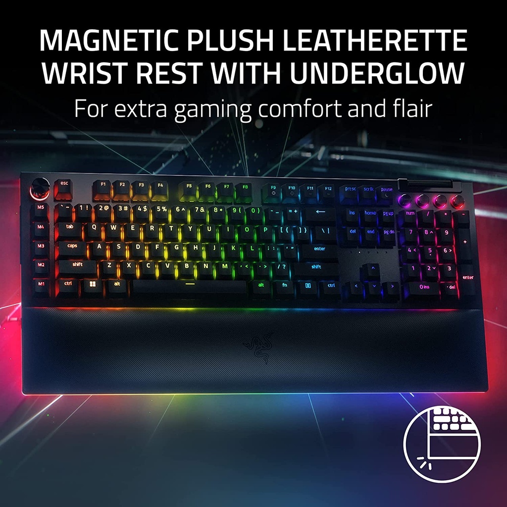 Razer BlackWidow V4 Pro Wired Mechanical Gaming Keyboard: Green Mechanical Switches Tactile & Clicky, Doubleshot ABS Keycaps, Command Dial, Programmable Macros - Chroma RGB - Black
