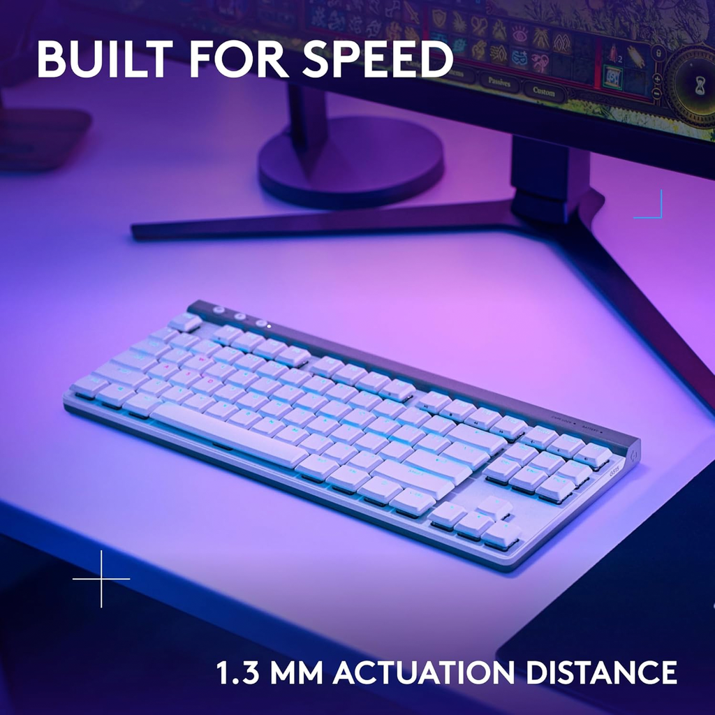Logitech G515 TKL LIGHTSPEED Low-Profile Wireless Gaming Keyboard Tactile Switch - White