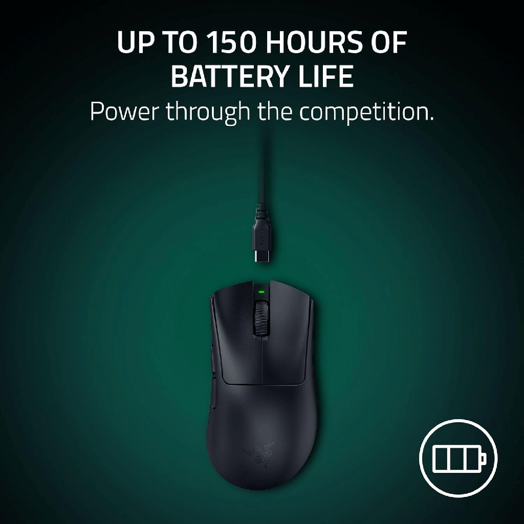 Razer DeathAdder V4 Pro Wireless Gaming Mouse: 56g Lightweight - HyperSpeed Wireless Gen-2 - Optical Scroll Wheel - Optical Switches Gen-4 - Focus Pro 45K Sensor Gen-2 - Up to 150 Hr Battery, White | RZ01-05330200-R3G1