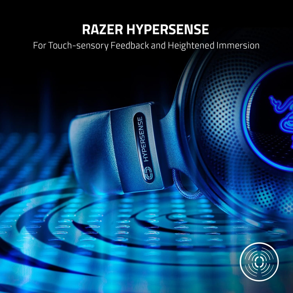 Razer Kraken V3 HyperSense Wired USB Gaming Headset: Haptic Technology, THX Spatial Audio, Detachable HyperClear Cardioid, Passive noise cancellation, For PC, PlayStation, Nintendo Switch - Black