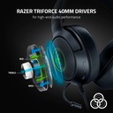 Razer Kraken V3 X Wired USB Gaming Headset: HyperClear Cardioid Mic, Oval Ear Cushions, Hybrid fabric, memory foam ear cushions, USB Type A, Surround sound, Chroma RGB, For PC, PS4 - Black