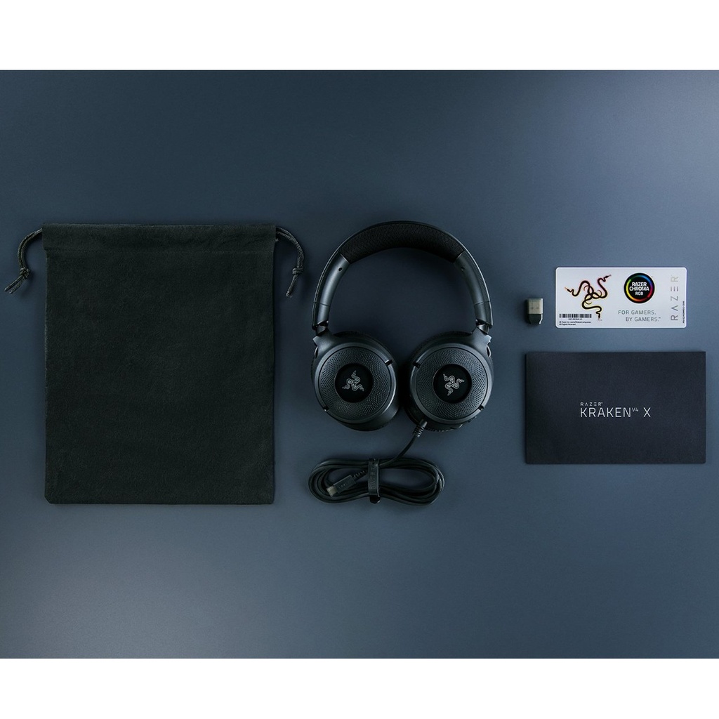 Razer Kraken V4 X Wired Gaming Headset, 40 mm Drivers, Cardioid Mic, Memory Foam Cushions, Chroma RGB Lighting, Type C & Type A Cable, for PC, Mac, PS5, Nintendo Switch 2, Steam Deck, Smartphone, Black | RZ04-05180100-R3U1