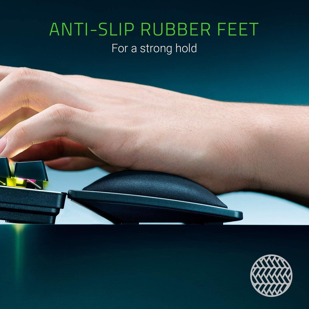 Razer Ergonomic Wrist Rest for Full-Sized Keyboards: Anti-Slip Rubber Base, Angled Incline - Classic Black