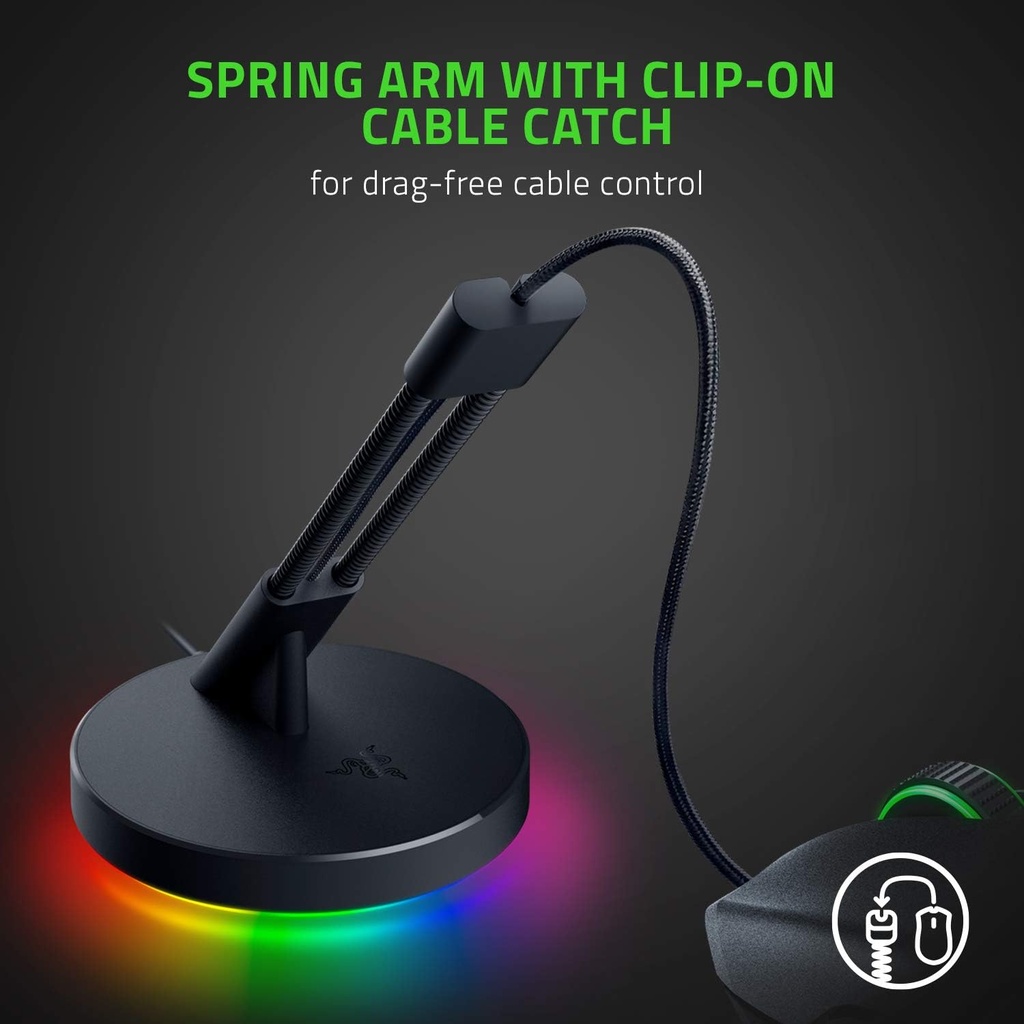 Razer Gaming Mouse Bungee V3 Chroma: Drag-Free Wired Mouse Support, for Esports-Level Performance, Weighted Base, Anti-Slip Feet - Classic Black