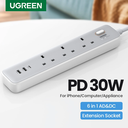 Ugreen 3-Outlet Surge Protector Master Switch Extension With 30W Type-C Port + Dual USB Ports – CD286 - 15461