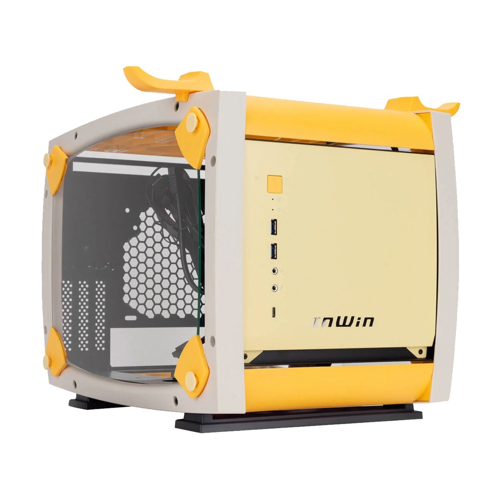 [Monster] InWin Case Monsters E Animal Series Mini-ITX Computer Case 3x ASL120 Fan Tempered Glass SECC ABS Materials GPU Support,Bandi Design