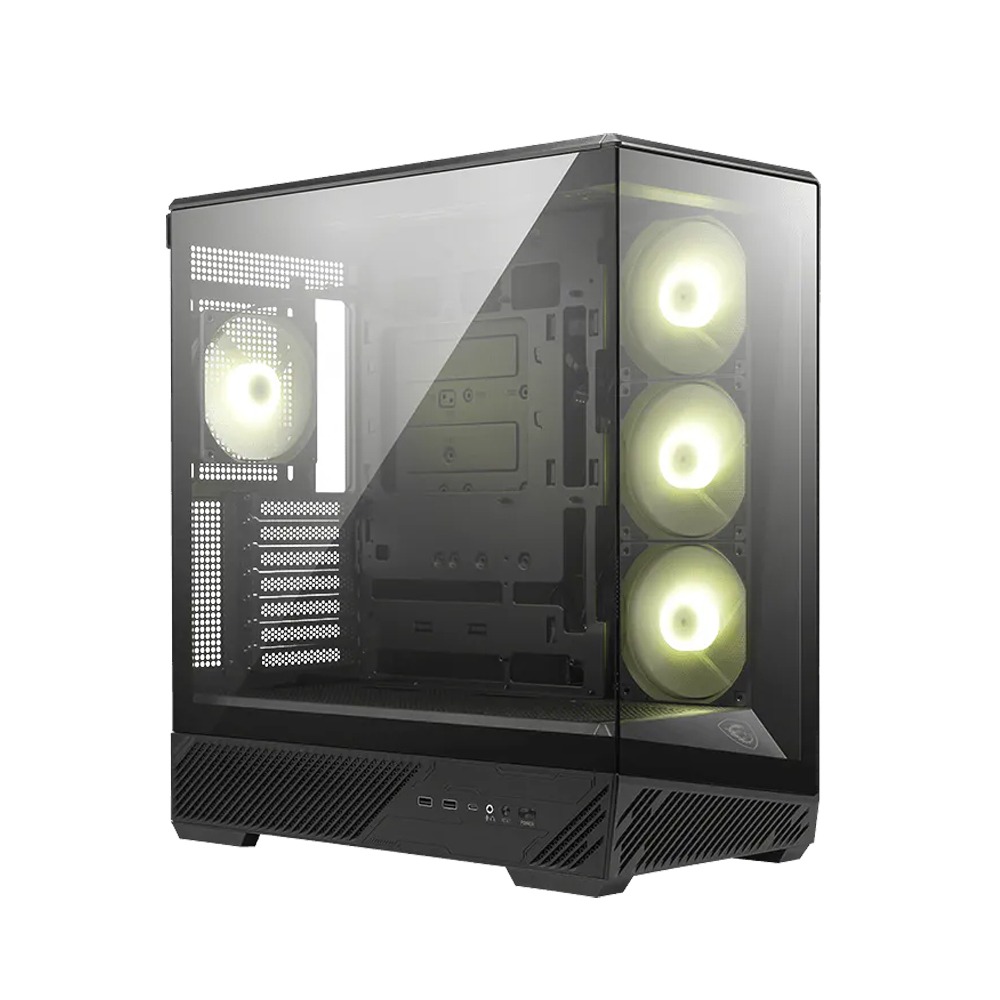 [306-7G32R21-HH9] MSI MAG PANO 130R PZ Mid Tower Front Side & Left Side Tempered Glass Panel Case With 4 ARGB Fans - Black