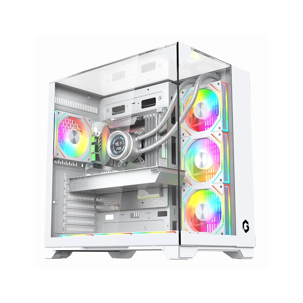 [GO-VALKYRIEI-A-LT] GameOn Valkyrie I Series ATX Mid Tower Gaming Case With (4 ARGB Fans Included) - White