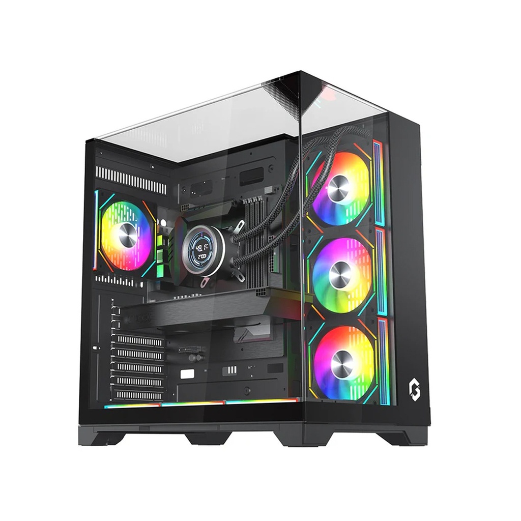 [GO-VALKYRIEI-M-LT] GameOn Valkyrie I Series ATX Mid Tower Gaming Case With (4 ARGB Fans Included) - Black