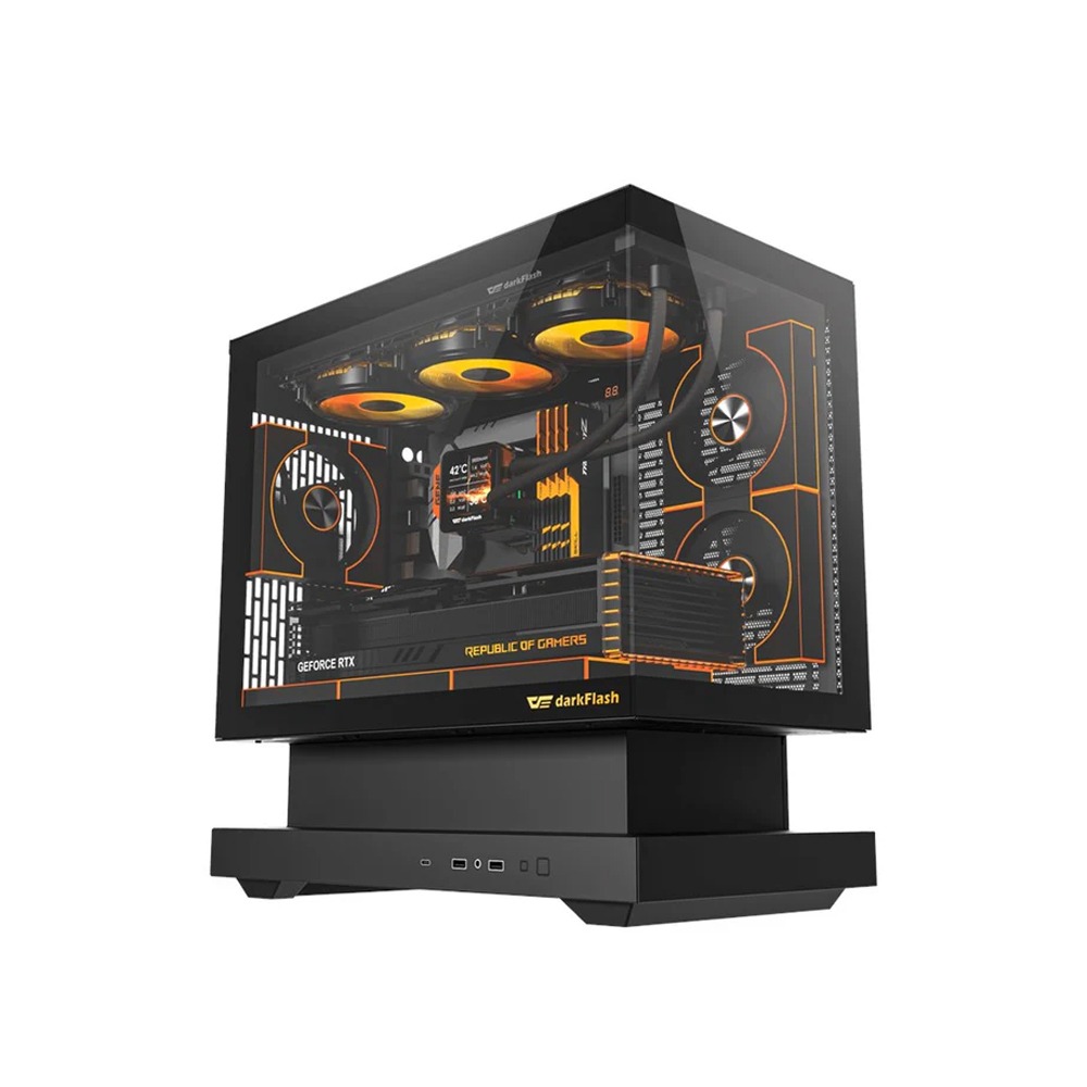 [F1-BLACK] DarkFlash FLOATRON F1 Micro ATX Gaming Case (Fans Not Included) - Black