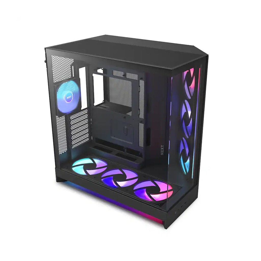 [CM-H92FB-P1] NZXT H9 Flow RGB+ Large Dual-Chamber ATX Mid-Tower Airflow Two Panel Front & Left Side Tempered Glass Case with 7 RGB Fans-Black