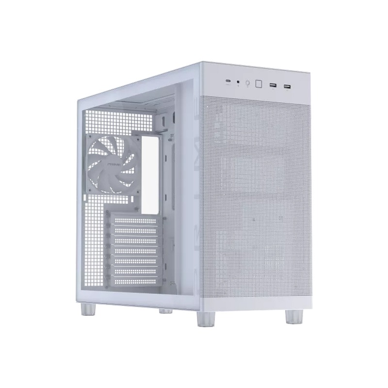 [90DC00V3-B39010] Asus Prime AP303 Mid Tower Mesh Steel Tempered Glass ABS Plastic Case With 1 Fans - White