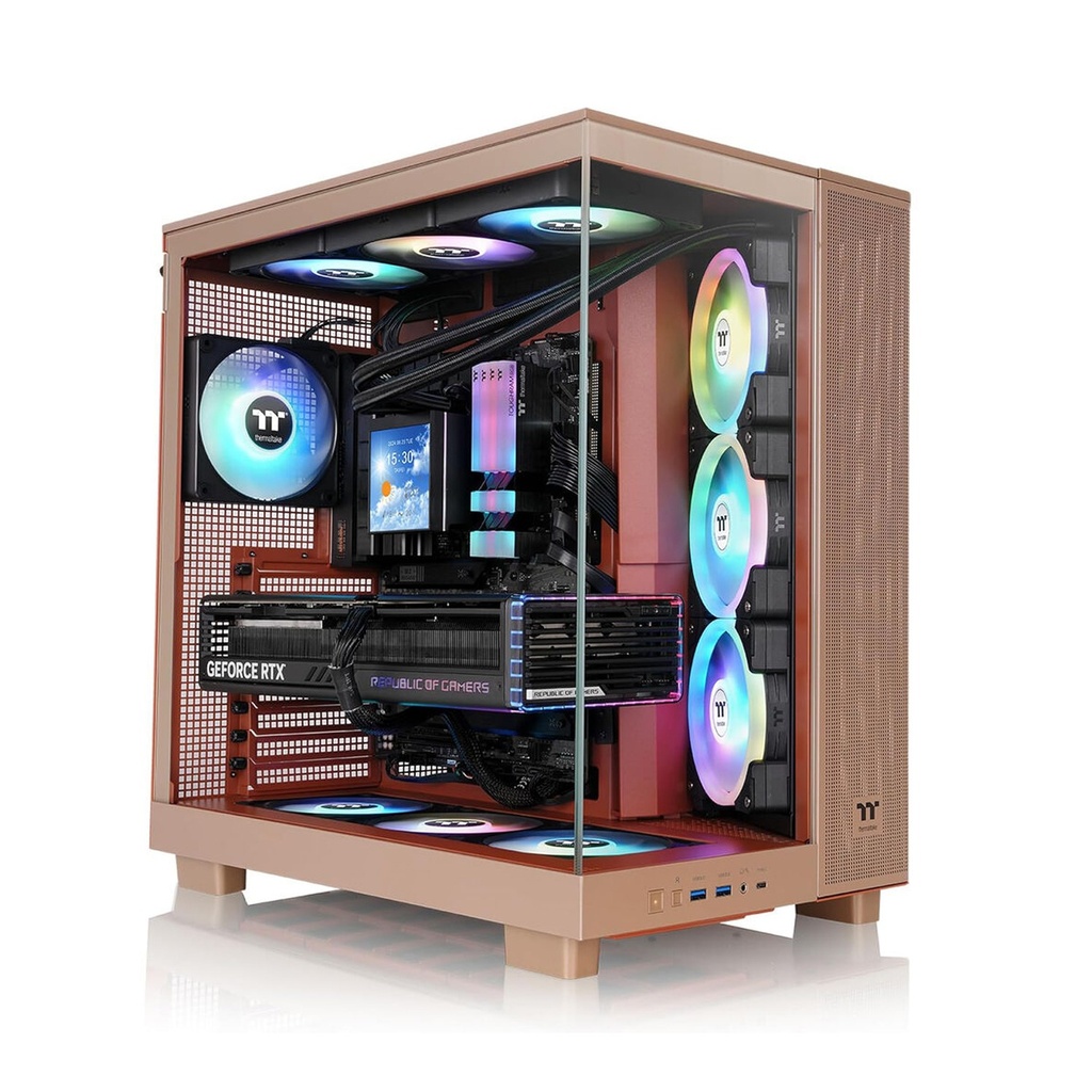 [CA-11E-00MGWN-00] Thermaltake View 380 XL TG Mid Tower Two Panel Front & Left Side Tempered Glass Case with 4 ARGB Fans-Gravel Sand