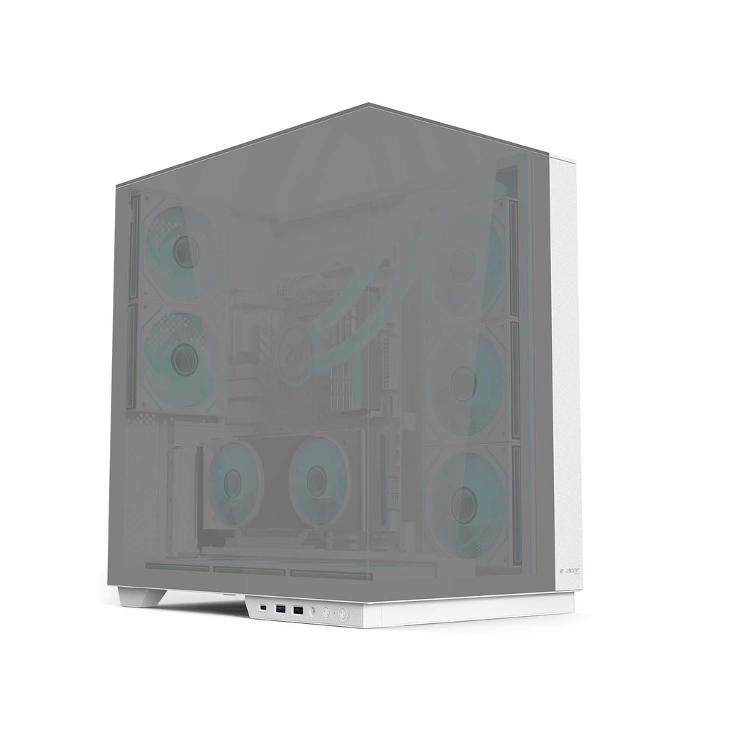 [V333-M] Acer V333 ATX Mid Tower Three Panel Front Top & Left Side Tempered Glass Case With 8 ARGB Fans - Silver