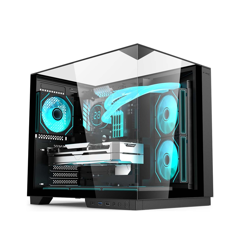 [V330-B] Acer V330 ATX Mid Tower Three Panel Front Top & Left Side Tempered Glass Case With 6 ARGB Fans - Black
