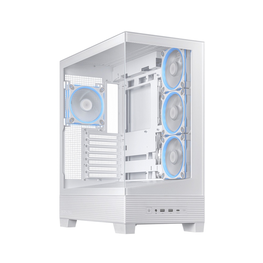 [90DC00R3-B19000] Asus A31 Plus Mid Tower Front Side & Left Side Tempered Glass Panel Case With 4 Fan RGB - White