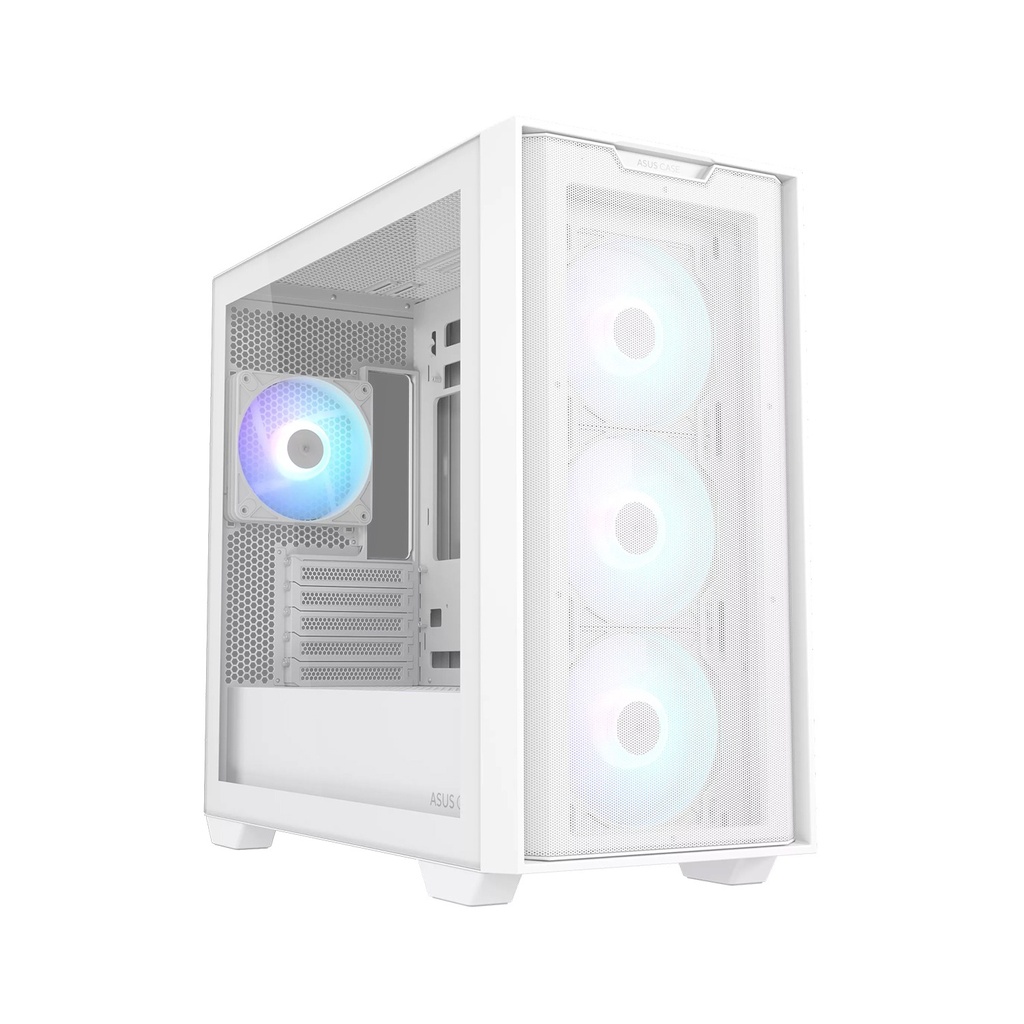[90DC00H3-B19010] Asus A21 Plus Micro ATX Tower Tempered Glass Side Panel Case With 4 ARGB Fan - White