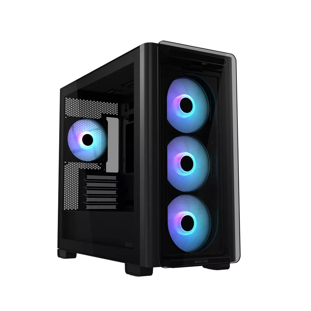 [90DC00K0-B19010] Asus A23 Plus Mid Tower Front Side & Left Side Tempered Glass Panel Case With 4 Fan RGB - Black