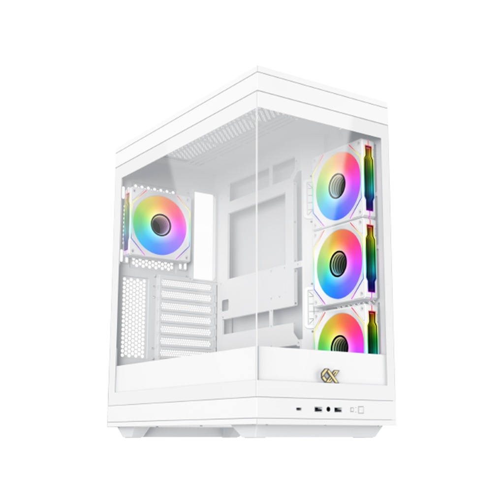 [EN45073] Xigmatek META ATX Mid Tower Case Front Side & Left Side Tempered Glass Panel with 4 ARGB Fans - White