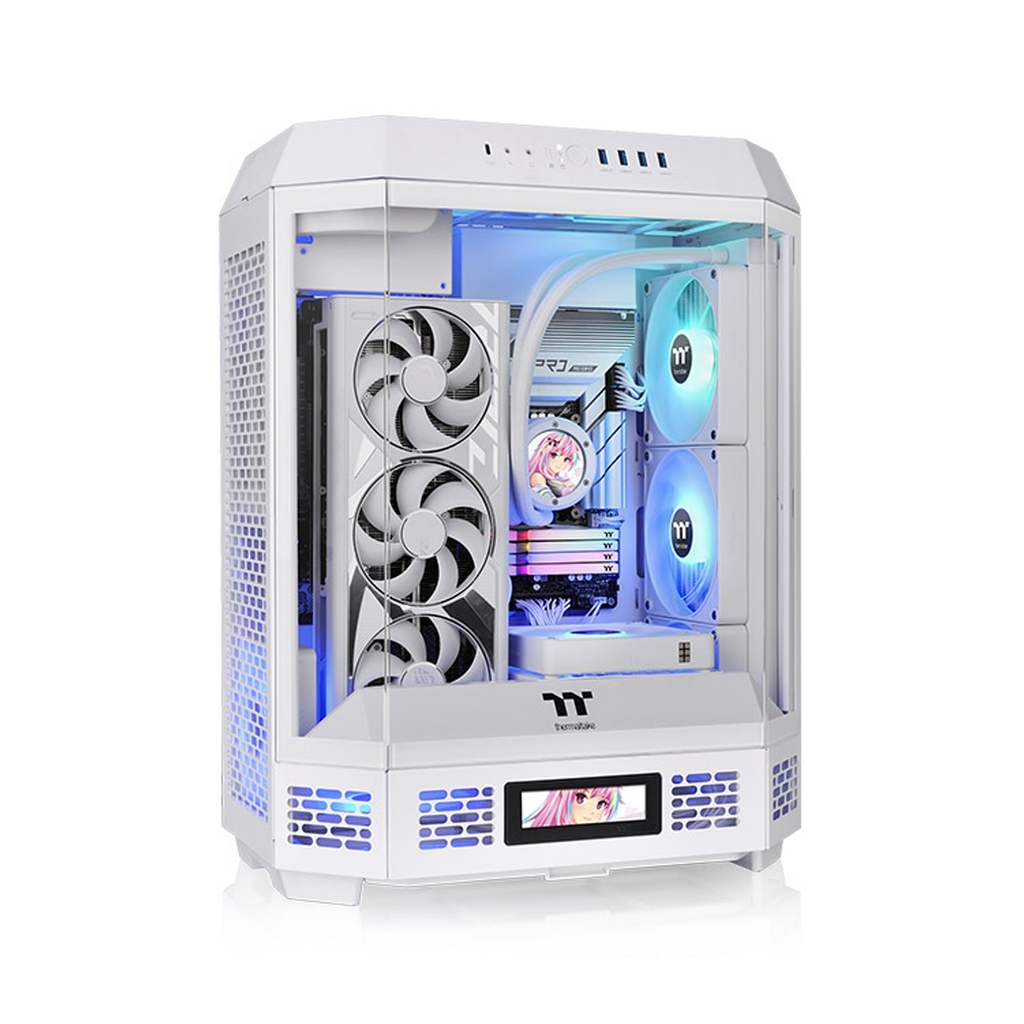 [CA-1Z1-00M6WN-00] ThermalTake The Tower 600 Mid Tower Tempered Glass Panels On The Front And Two Perforated Panels On Each Side With 2 Fan - Snow White