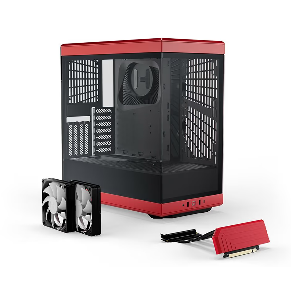 [CS-HYTE-Y40-BR] HYTE Y40 Mid Tower Two Panel Front & Left Side Tempered Glass Case With 2 Fan - Black/Red