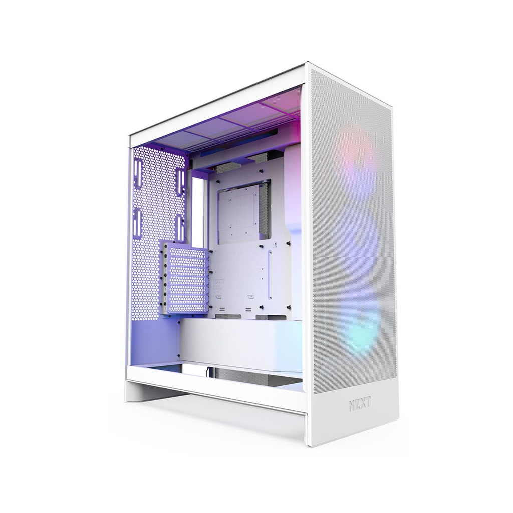 [CM-H72FW-R1] NZXT H7 Flow RGB (2024) ATX Mid Tower Left Side Tempered Glass Case with 3 RGB Fans - White