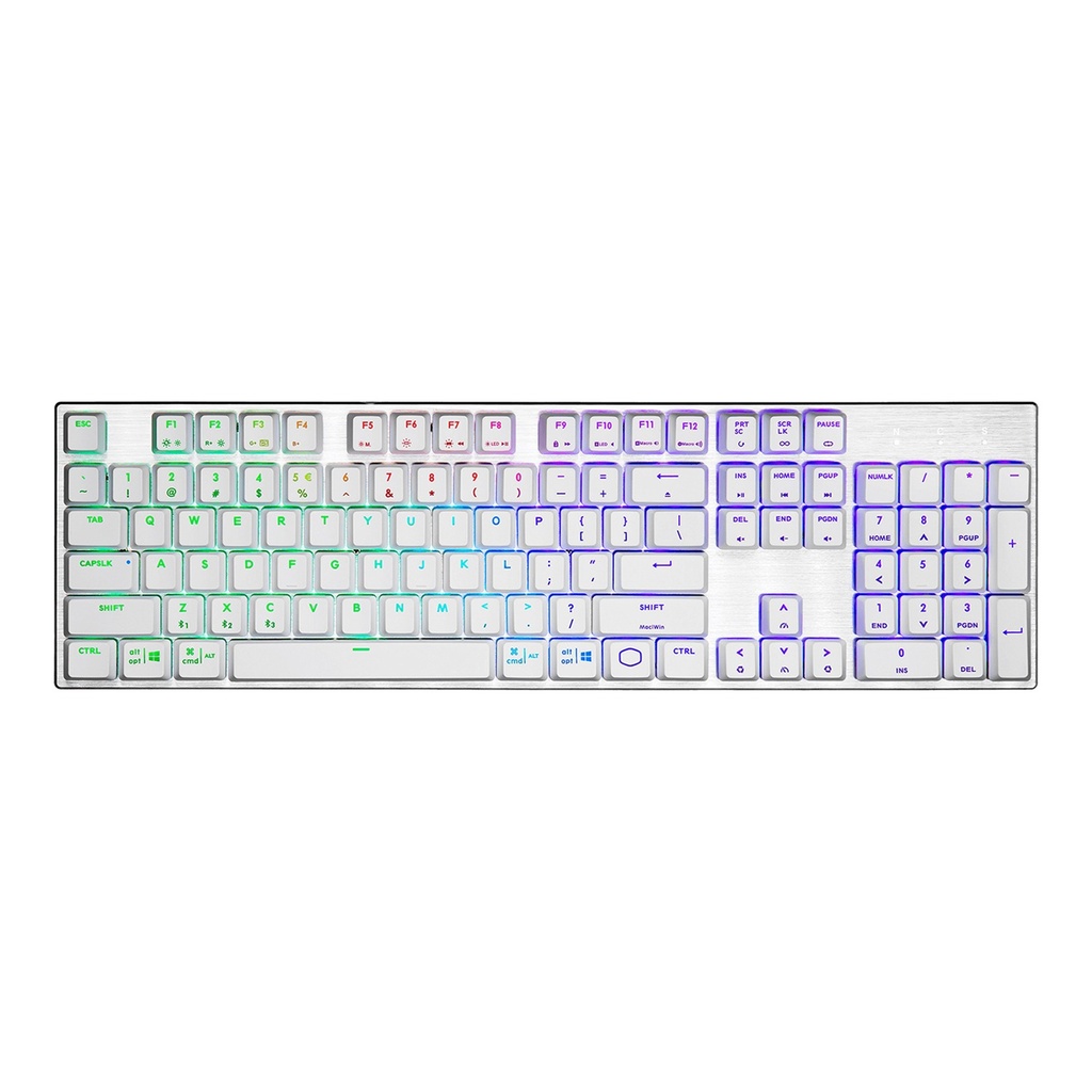 [SK-653-SKTL1-US] Cooler Master SK653 Full Sized Wireless/Bluetooth RGB Mechanical Keyboard With Low Profile Clicky Blue Switch - White