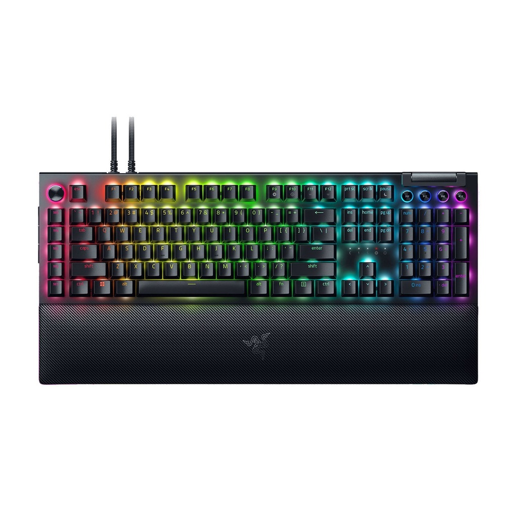 [RZ03-04680100-R3M1] Razer BlackWidow V4 Pro Wired Mechanical Gaming Keyboard: Green Mechanical Switches Tactile & Clicky, Doubleshot ABS Keycaps, Command Dial, Programmable Macros - Chroma RGB - Black