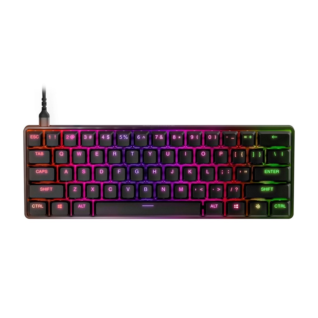 [64837] SteelSeries Apex 9 Mini (60%) Mechanical Wired Gaming Keyboard - OptiPoint Swappable Optical Linear Red Switches, Aircraft Grade Aluminum Alloy, For PC/PS5 & Xbox