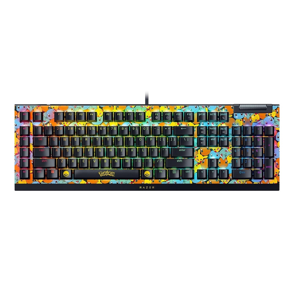 [RZ03-04704200-R3M1] Razer BlackWidow V4 X Wired Mechanical Gaming Keyboard, Green Switches Tactile & Clicky, 6 Macro Keys, Chroma RGB, Doubleshot ABS Keycaps, Sound Dampening & Stabilizers, Pokémon Edition
