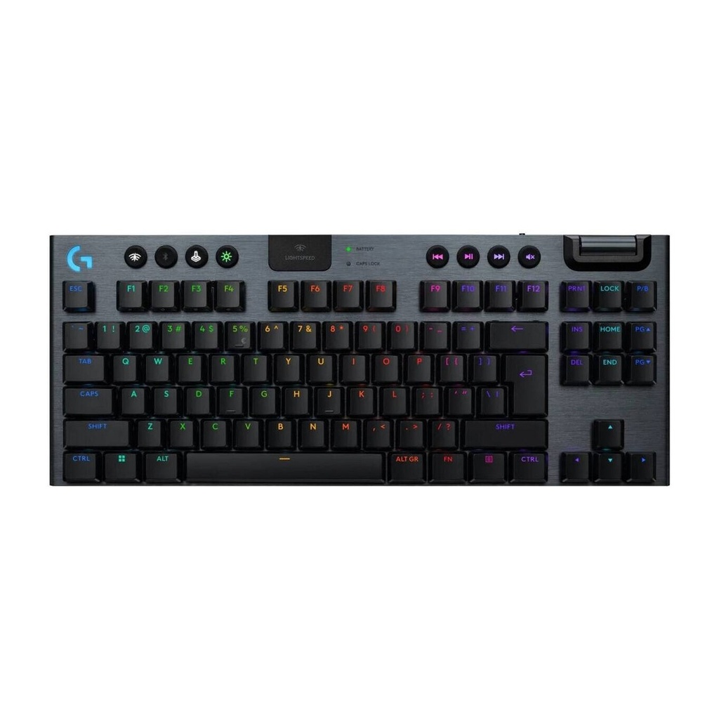[920-012757] Logitech G915 X LIGHTSPEED TKL Mechanical Keyboard, Clicky Switches, Double-Shot PBT Keycaps, LIGHTSYNC RGB Illumination, Tri-Mode Connectivity, English (US) Layout, Black | 920-012757