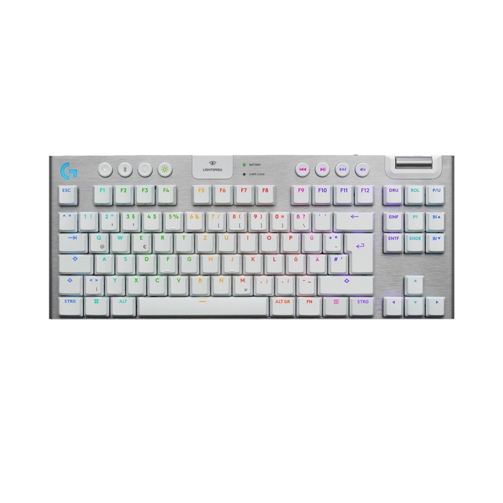 [920-012737] Logitech G915 X LIGHTSPEED TKL Mechanical Keyboard, Tactile Switches, Double-Shot PBT Keycaps, LIGHTSYNC RGB Illumination, Tri-Mode Connectivity, English (US) Layout, White | 920-012737