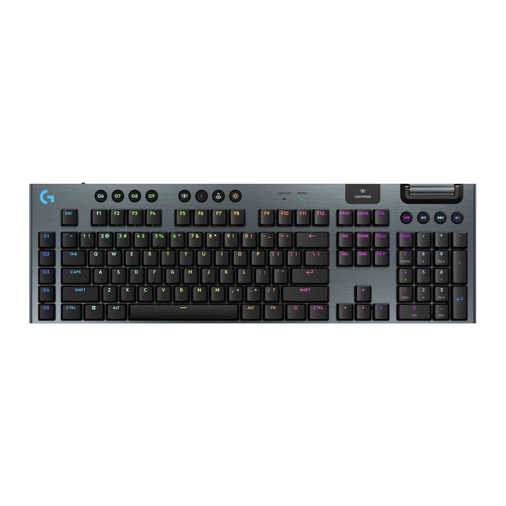 [920-012676] Logitech G915 X Lightspeed Low-Profile Wireless Gaming Keyboard Key Control, LightSync, Low-Profile Mechanical Switches - Black