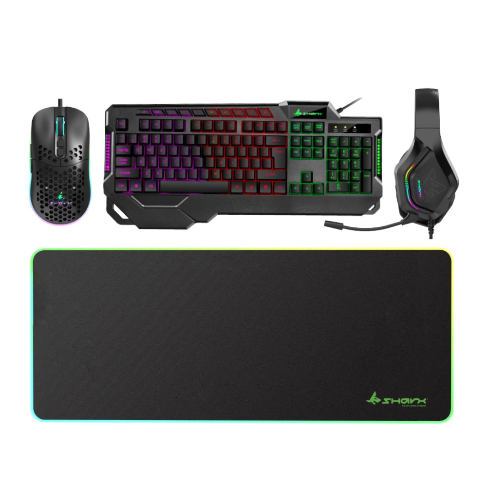 [JS4X1] SharX Jaws JS4X1 4-In-1 Gaming Bundle, Keyboard (English & Arabic) Mouse, Headset & MousePad