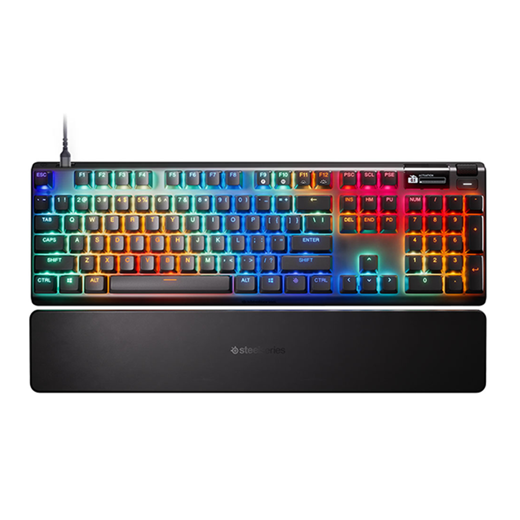 [64660] SteelSeries Apex Pro Gen 3 Wired Gaming Keyboard,OmniPoint 3.0 Adjustable Hyper Magnetic Switches, OLED Smart Display Dynamic Per-Key RGB illumination, Magnetic Wrist Rest, For PC/PS5 & Xbox
