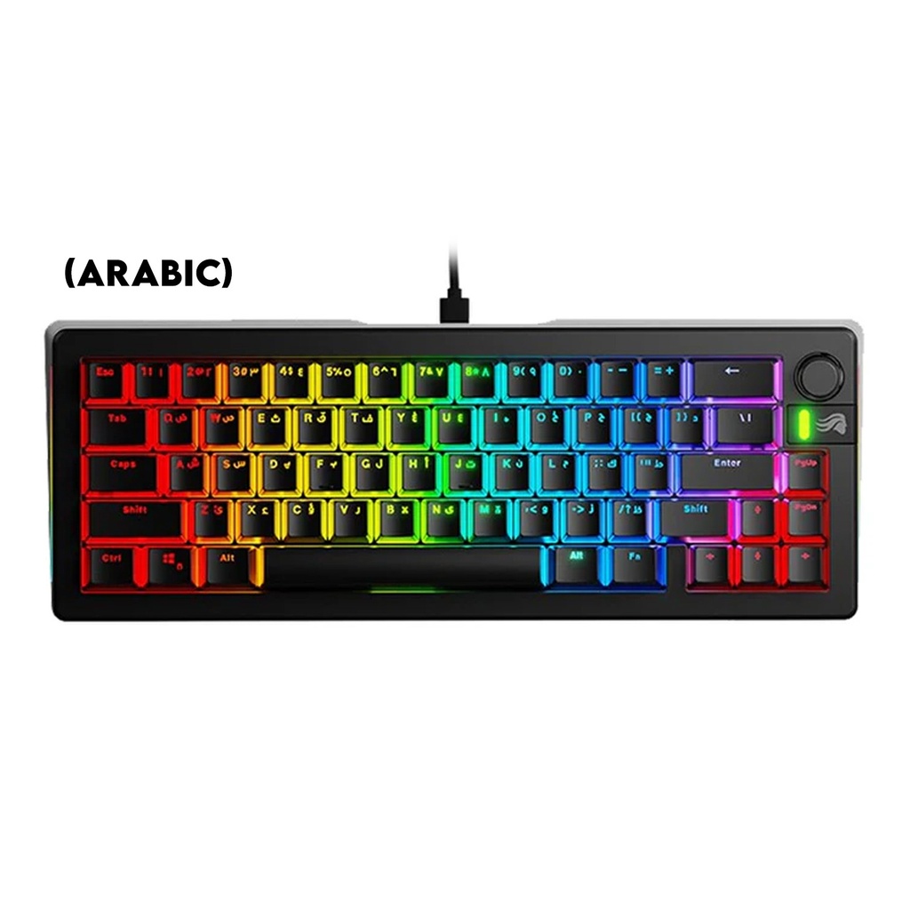 [GMMK3-65-PB-FOX-W-BLK-AR] Glorious GMMK3 65% Wired Mechanical Keyboard DoubleShot Keycaps Glorious Fox lubed Linear Switches (Arabic) - Black