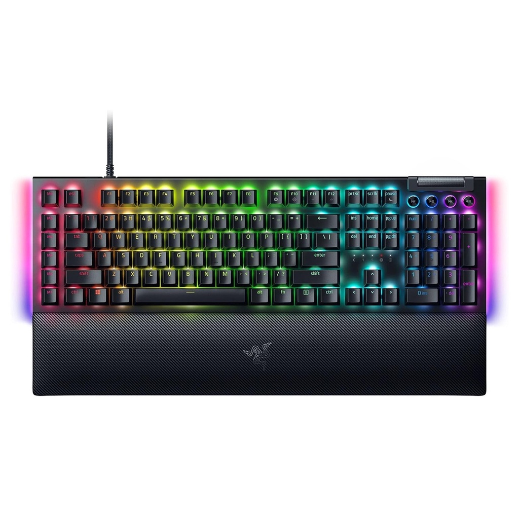 [RZ03-04690200-R3U1] Razer BlackWidow V4 Mechanical Gaming Keyboard: Green Switches Tactile & Clicky, Chroma RGB, 6 Macro Keys, Magnetic Wrist Rest, Doubleshot ABS Keycaps, Roller & Media Keys - Black